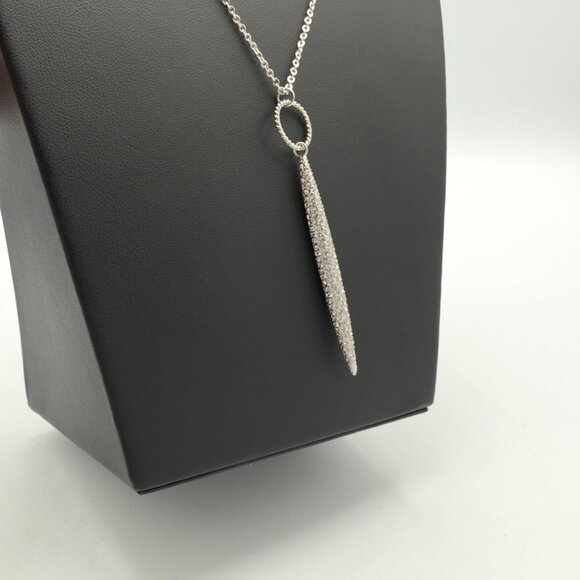 TCS Touchstone Crystal Bar Pendant Necklace Clear Silver Tone Elongated 34" - Picture 3 of 12